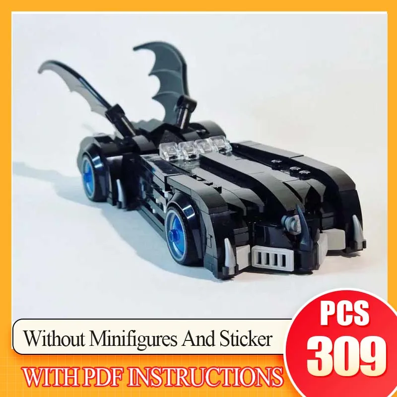 Voiture de sport chauve-souris modulaire, modèle de Champion de vitesse, briques de construction MOC, technologie, cadeaux de vacances, jouets à assembler pour enfants, costume