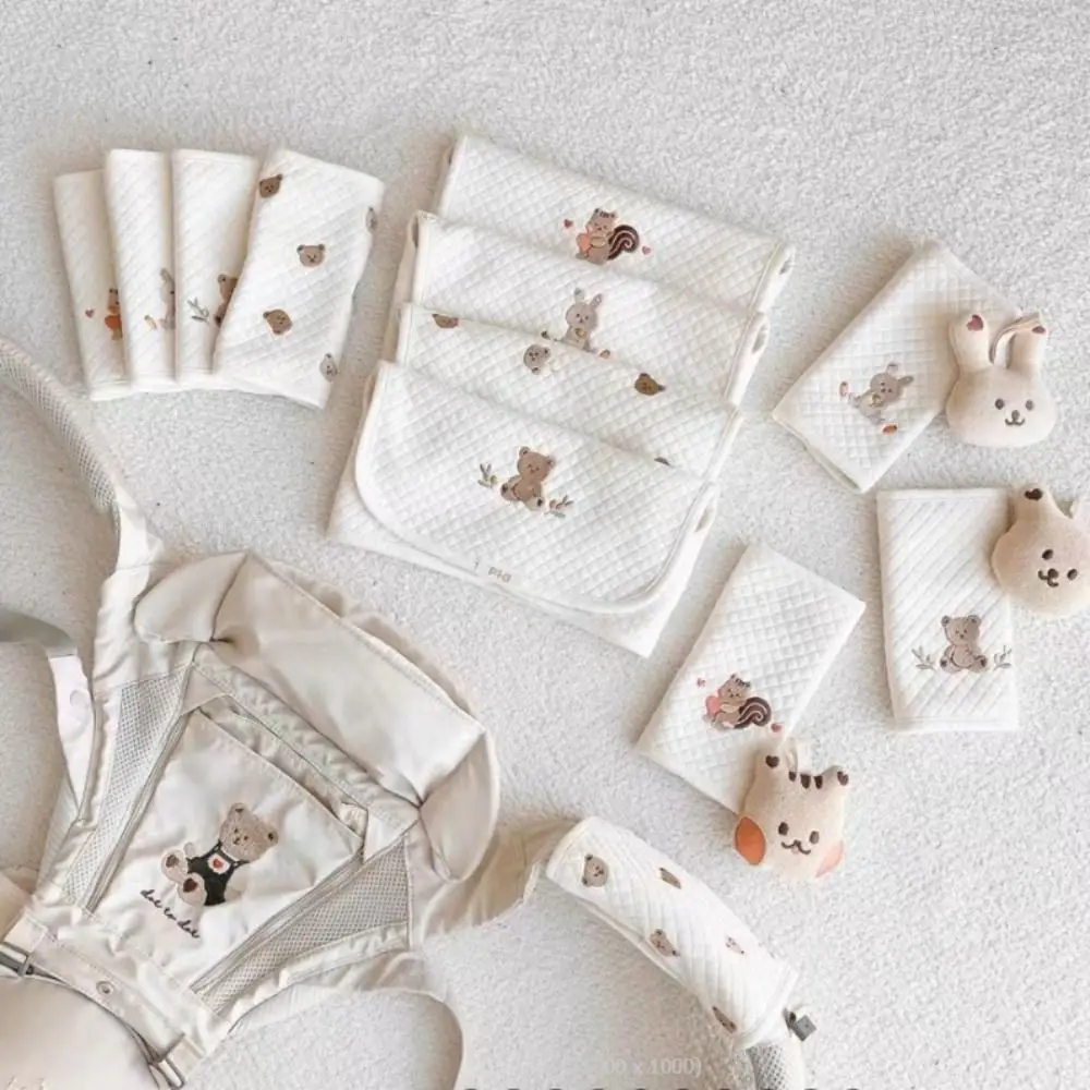 

Мультяшные хлопковые слюнявчики-нагрудники для кормления, мягкие хлопковые полотенца-нагрудники с мишкой для младенцев, с ремешком на плечо