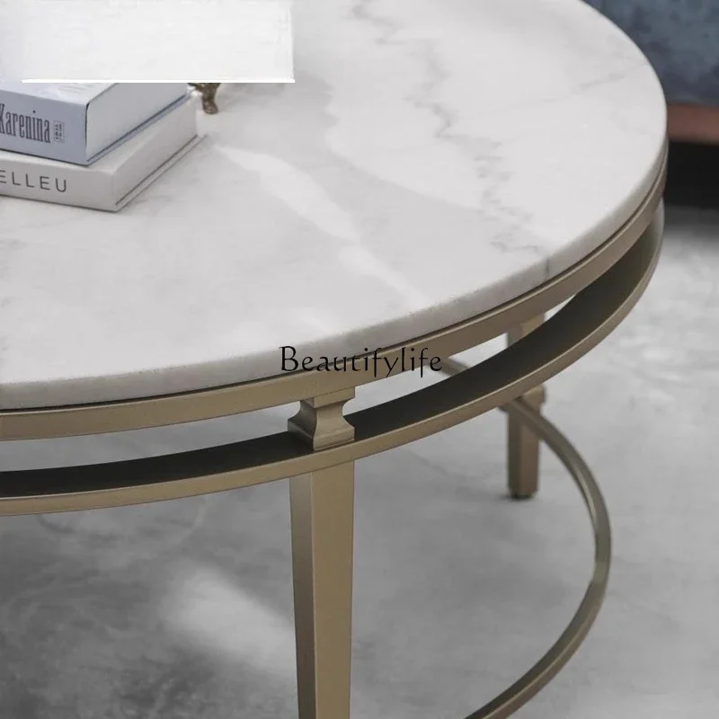 01 Marble round coffee table Meijia living room light luxury coffee table