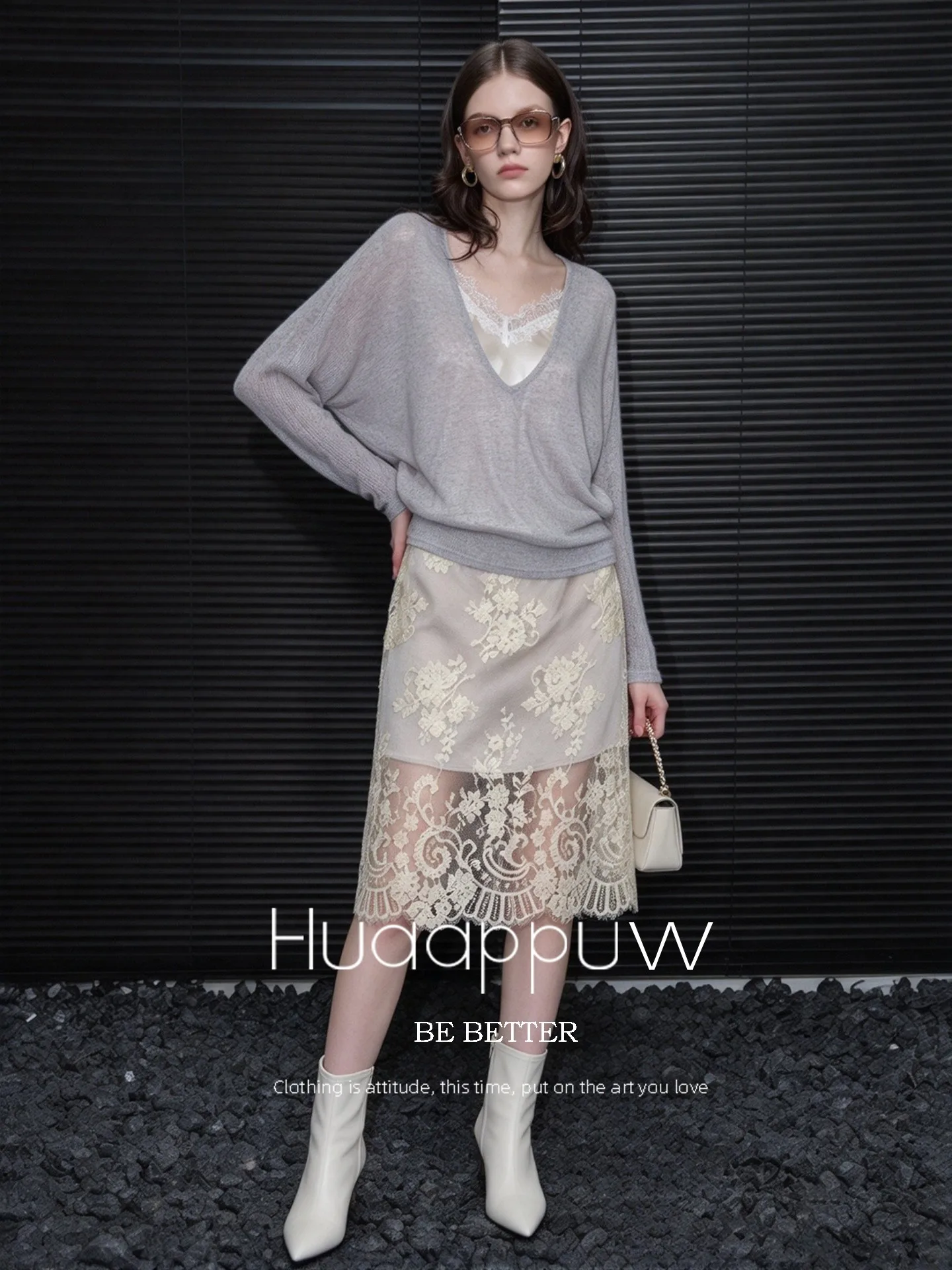 Elegant Lace Hollow out T-Shirt Huaappuw Lazy Style Autumn New Arrival Classy Cover up French Style Standard Fit Long Sleeve ...