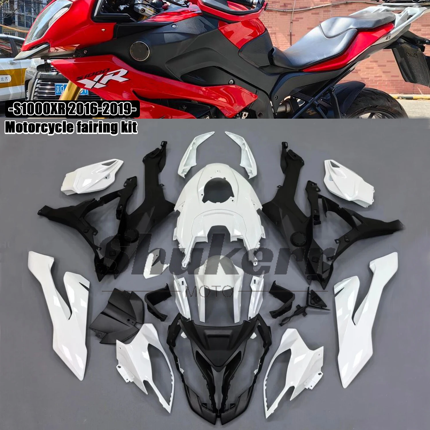 Nouveau kit de carénage en plastique ABS pour moto, kit de panneaux de carrosserie moulés par injection, compatible avec BMW S1000XR 2016 2017 2018 2019, rouge et noir