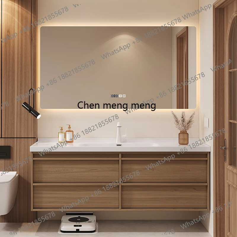 Medieval style bone rock slab hot bending ceramic integrated basin bathroom hand wash table combination