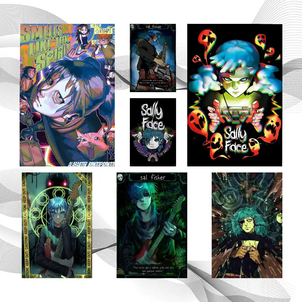 Game Popular Art S-Sally Face Poster Peel And Stick Wall Art Self Adhesive PP Waterproof Wall Decor Living Room Bedroom Gift