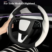 Protector para volante para Tesla Model 3 Highland, pegatinas interiores blancas, accesorios de modificación de decoración de coche para nuevo modelo 3