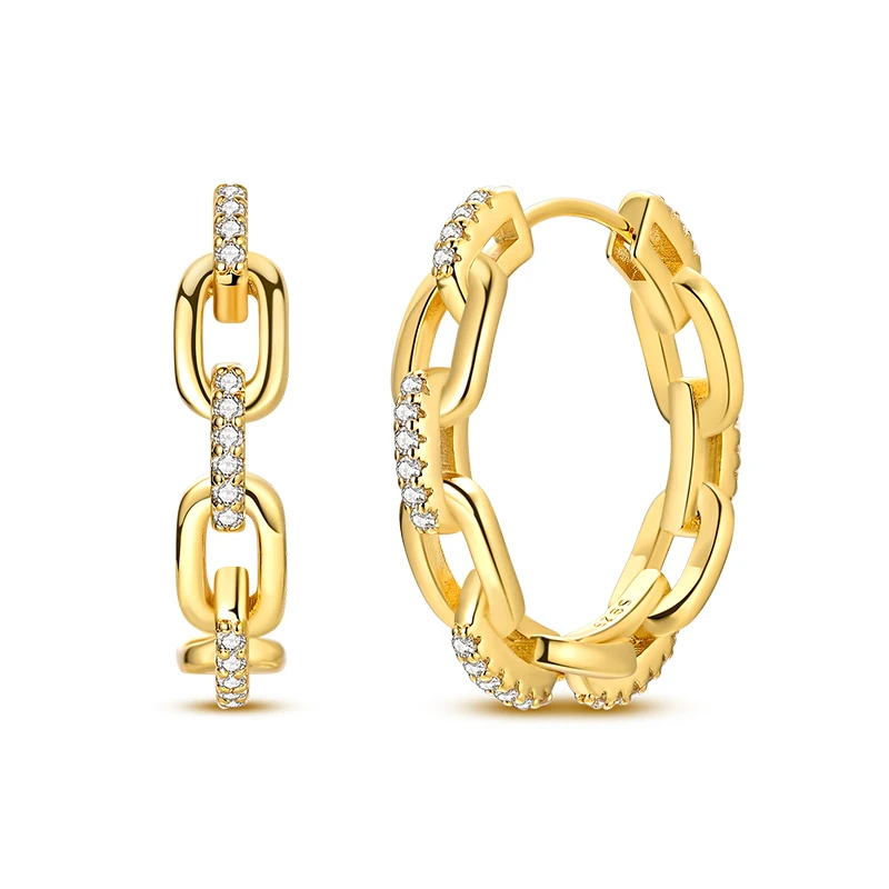 Luxury 925 Sterling Silver Creative Circular Gold Ear Ring Hoop Earrings For Women Fine Birthday Jewelry Gifts