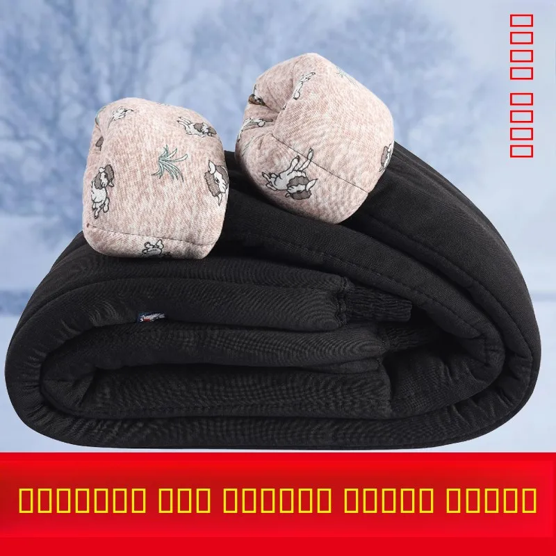 plus Size Women's High Waist Thiened Cotton Trousers Autumn Winter Camel down Filling Elastic Waist Loose Fit Straight Leg ...