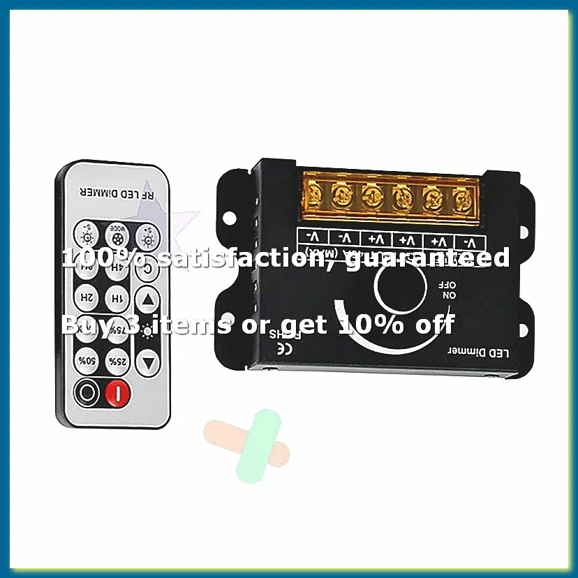 12v LED Dimmer Switch with RF Remote Control &Timer Function, DC 5-24V 40A Aluminum Housing PWM Dimming Controller-DT30