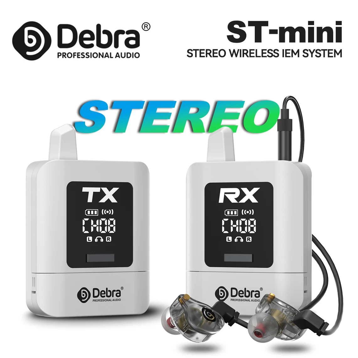 

Debra ST-MINI Стерео беспроводная система внутриканального монитора, передача цифрового сигнала 2,4G, для прямой трансляции, выступления на сцене
