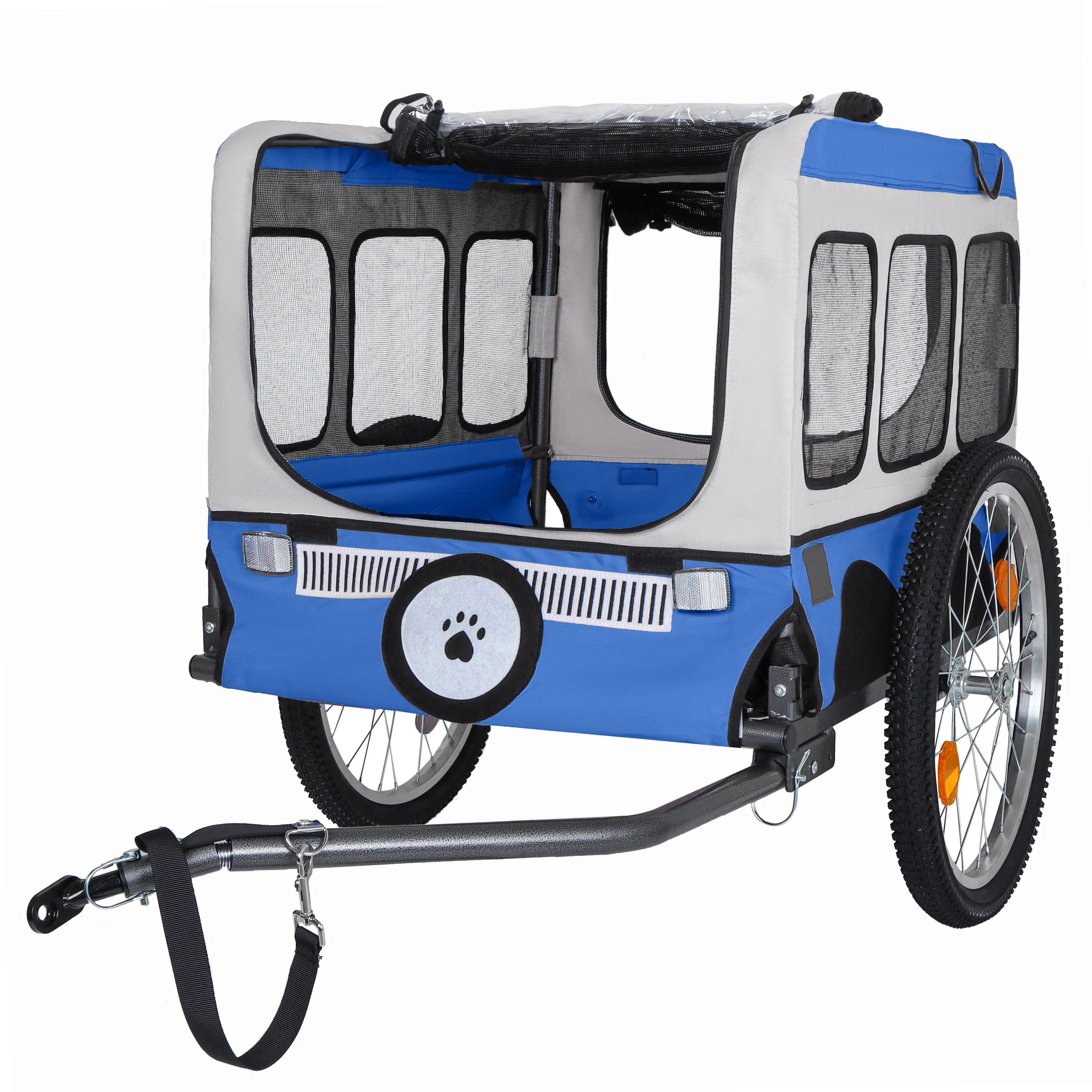 Wholesale Foldable 2-in-1 Pet Bike Trailer Heavy Duty Steel Frame Oxford Cloth 40kg Dogs Cats Outdoor Bicycle Reflective Strips