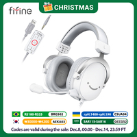 FIFINE USB Gaming Headset with 7.1 Surround Sound/3.5mm Jack/Microphone,Over-Ear Wired Headphone for PC PS4/5 Xbox Ampligame H9W