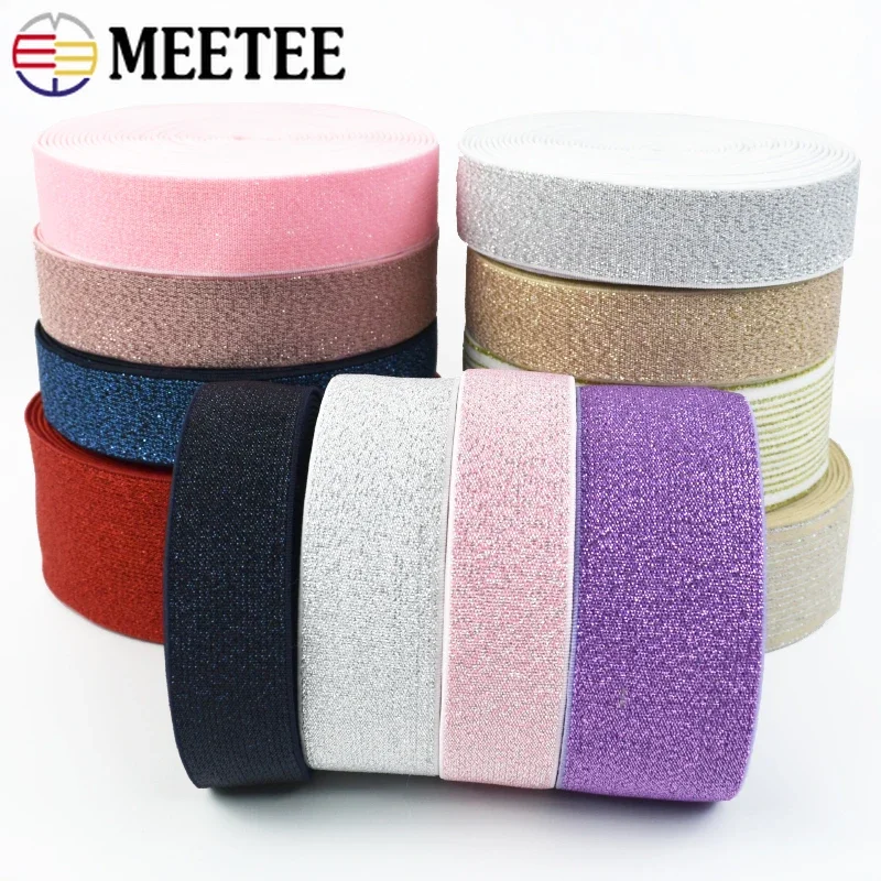 

Meetee 2/3/5M 25-50mm Nylon Spandex Elastic Band Sewing Rubber Bands Webbing Waistband Skirt Belt Elastics Tapes Accessories
