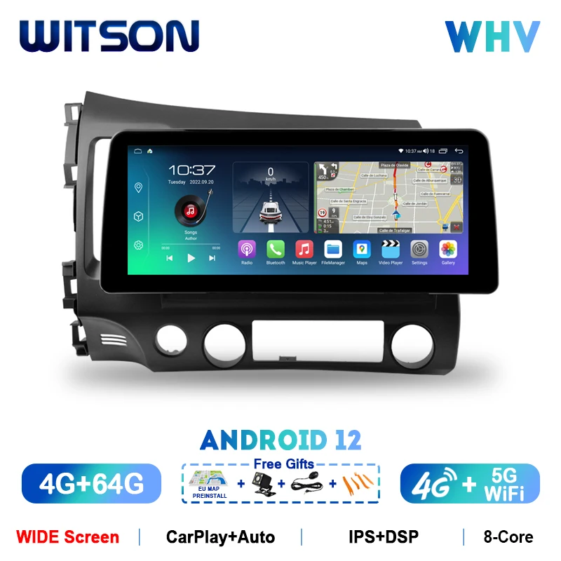 

WITSON Car Radio Audio For HONDA CIVIC (LHD) 2006-2011 Screen1920*720 GPS Navigation Multimedia Player 12.3 Inch Big Screen