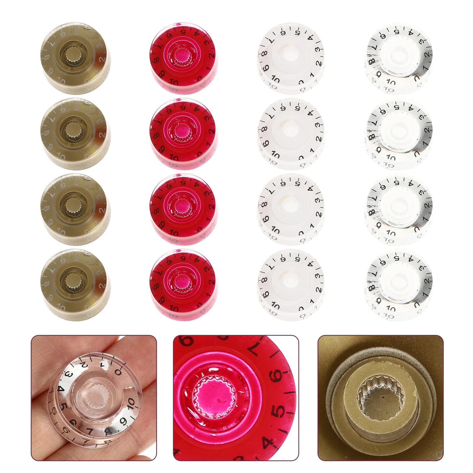

16Pcs Electric Guitar Bass Potentiometer Knobs Acrylic Durable Replacement Volume Control Caps Accessories Guitar Knobs