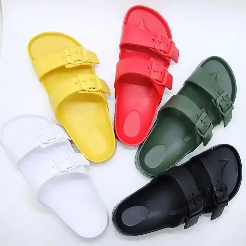 Women Men Slippers Thick Platform Home Slipper Bathroom Shower Double Buckle Pool Beach Sandals 2024 Jelly Shoes Flip Flops 46