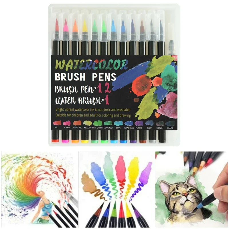 

Art Marker Pens Watercolor Brush Pens for Painting Drawing Coloring Books Manga Calligraphy School Supplies Stationery