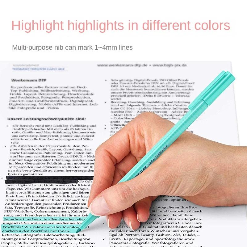 1pc STAEDTLER 362C Macaron Color Highlighter Pen Graffiti Coloring Markers Pen Soft Color Marker School Supplies Stationary