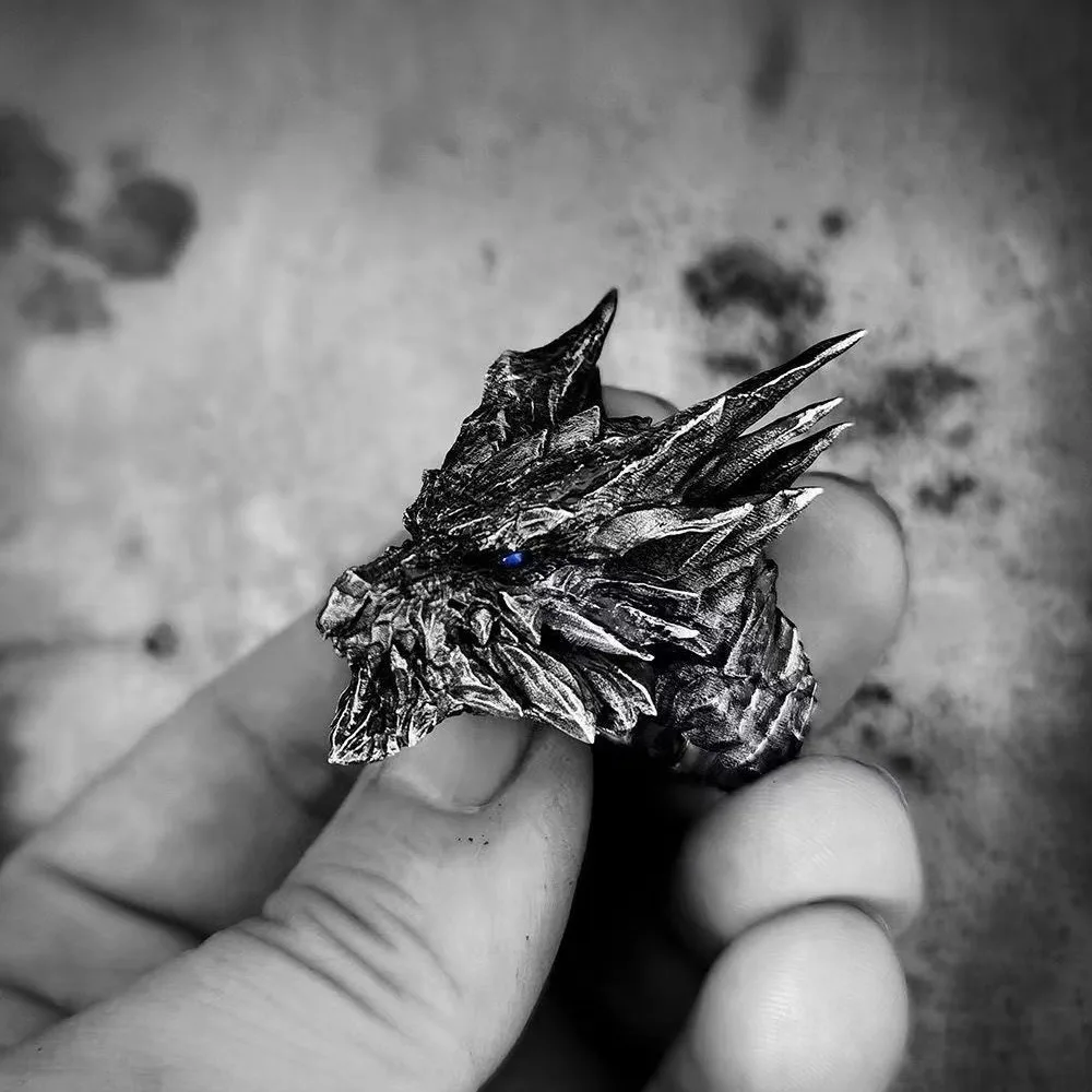 Большое кольцо Kushala Daora с драконом из стали для мужчин, антикварное готическое открытое кольцо из сплава, посеребренные ювелирные изделия, аксессуары для косплея, подарок