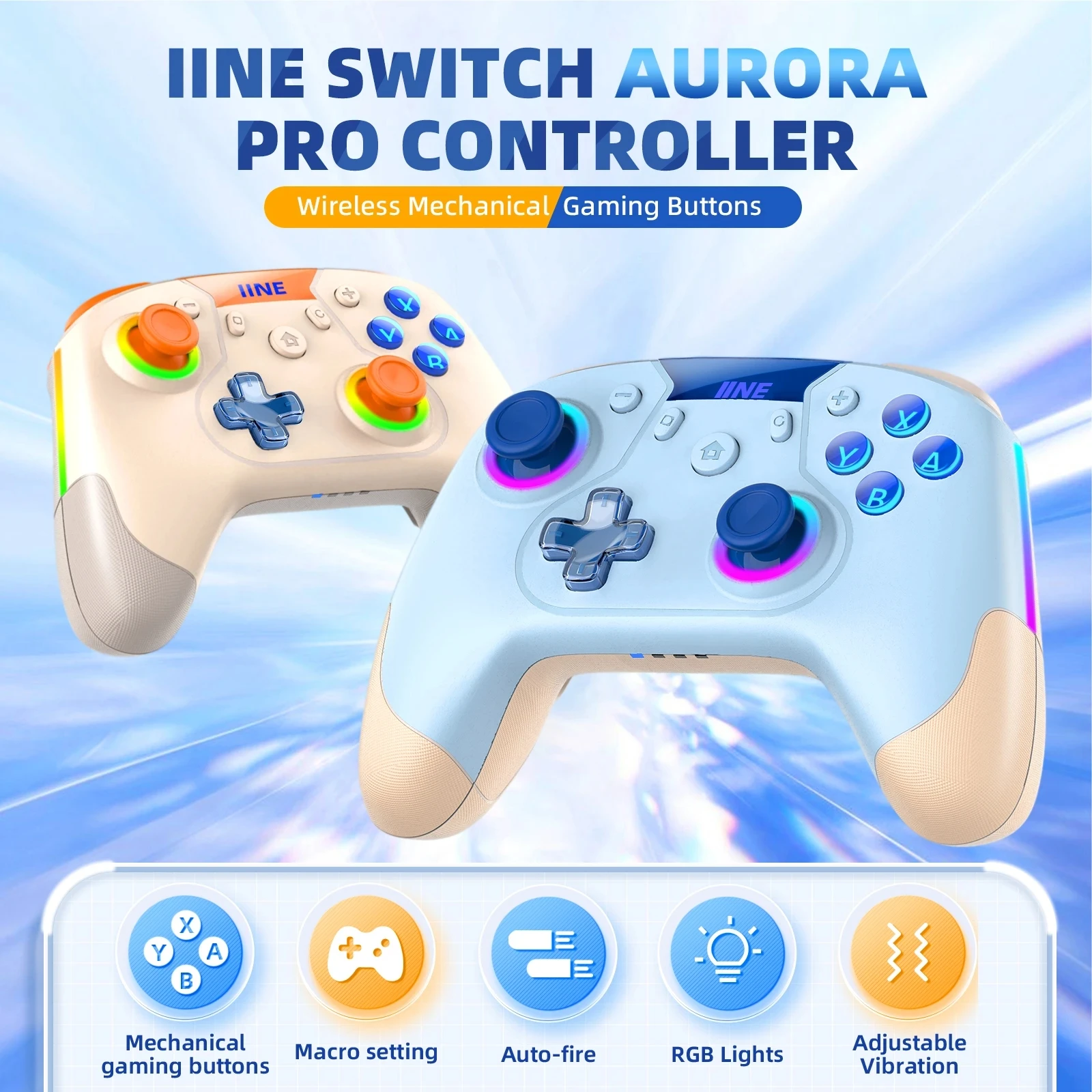 

Беспроводной механический контроллер IINE Aurora Pro Wake Up RGB светильник полосками, совместимый с переключателем/OLED/Lite