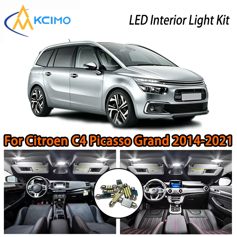 

For Citroen C4 Picasso Grand Picasso MK2 II 2014-2021 Premium White Blue LED Lights, White Ice Blue Super Bright Interior Lights