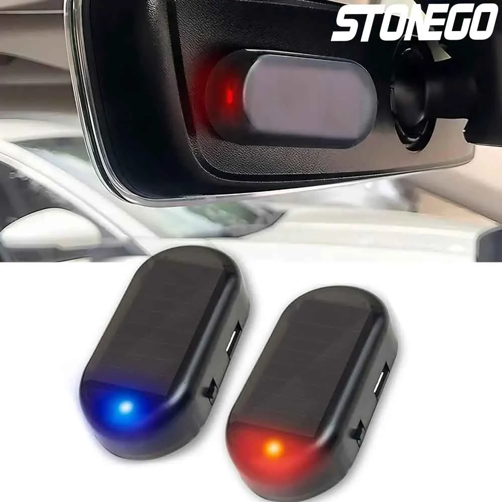 1PC/2PCS Solar Car Anti-Theft Flashing LED Warning Light, Ultra-Bright Simulated Alarm Sensor Lamp