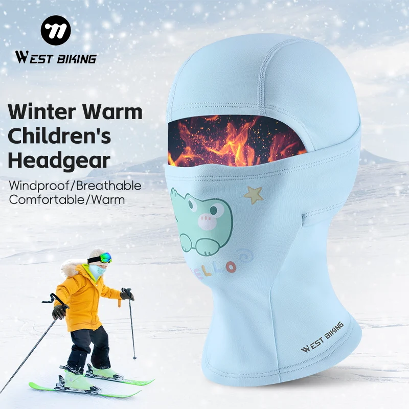 

WEST BIKING Children Winter Cycling Mask Fleece Thermal Keep Warm Windproof Cycling Face Mask Balaclava Ski Mask Skiing Hat