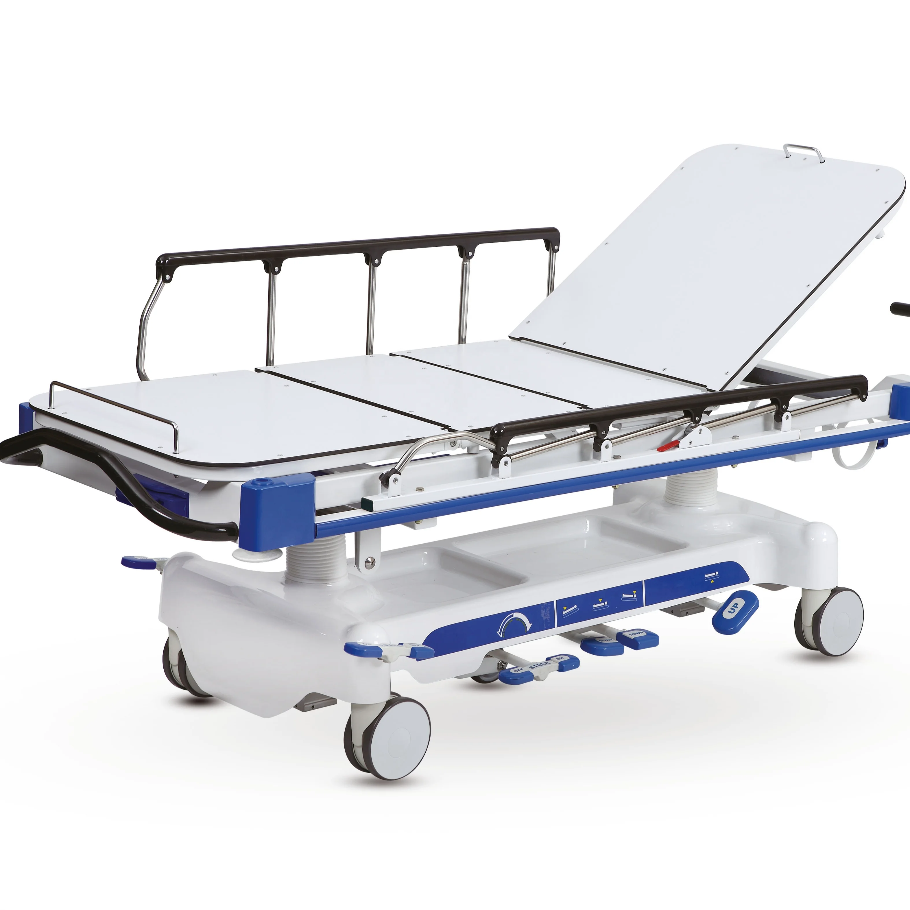 Hospital Medical Equipment Load 175KG Mobile Patient Trolley Collapsible Stainless Steel Ambulance Hydraulic Transfer Stretcher