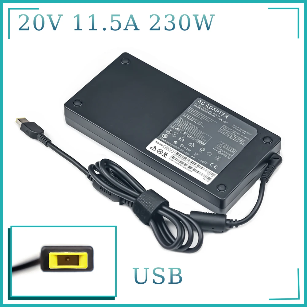 

20V 11.5A 230W USB PIN AC Laptop Charger Adapter for Lenovo Legion Y740 Y920 Y540 P50 P70 P71 P72 P73 Y7000P Y9000K A940 00HM626