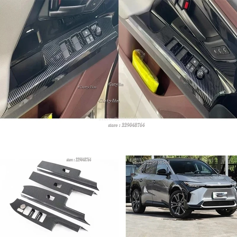 LHD For Toyota BZ4X EA10 2022 2023 2024 ABS Carbon Fiber Door Armrest Window Lift Switch Cover Gear Shift Air Vent Cover Trims