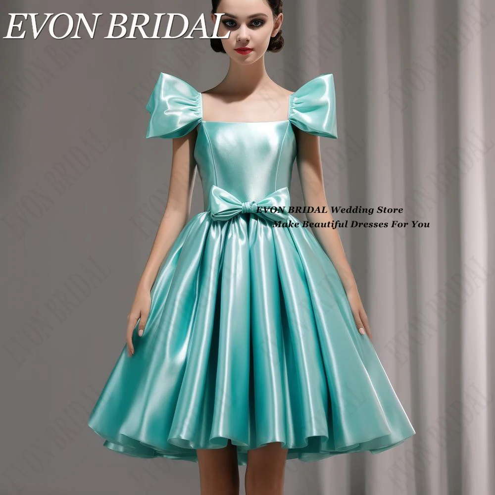 EVON BRIDAL Blue Homecoming Dresses With Bow Princess A-Line Prom Party Gowns For Women Square Neck vestidos de fiesta Custom