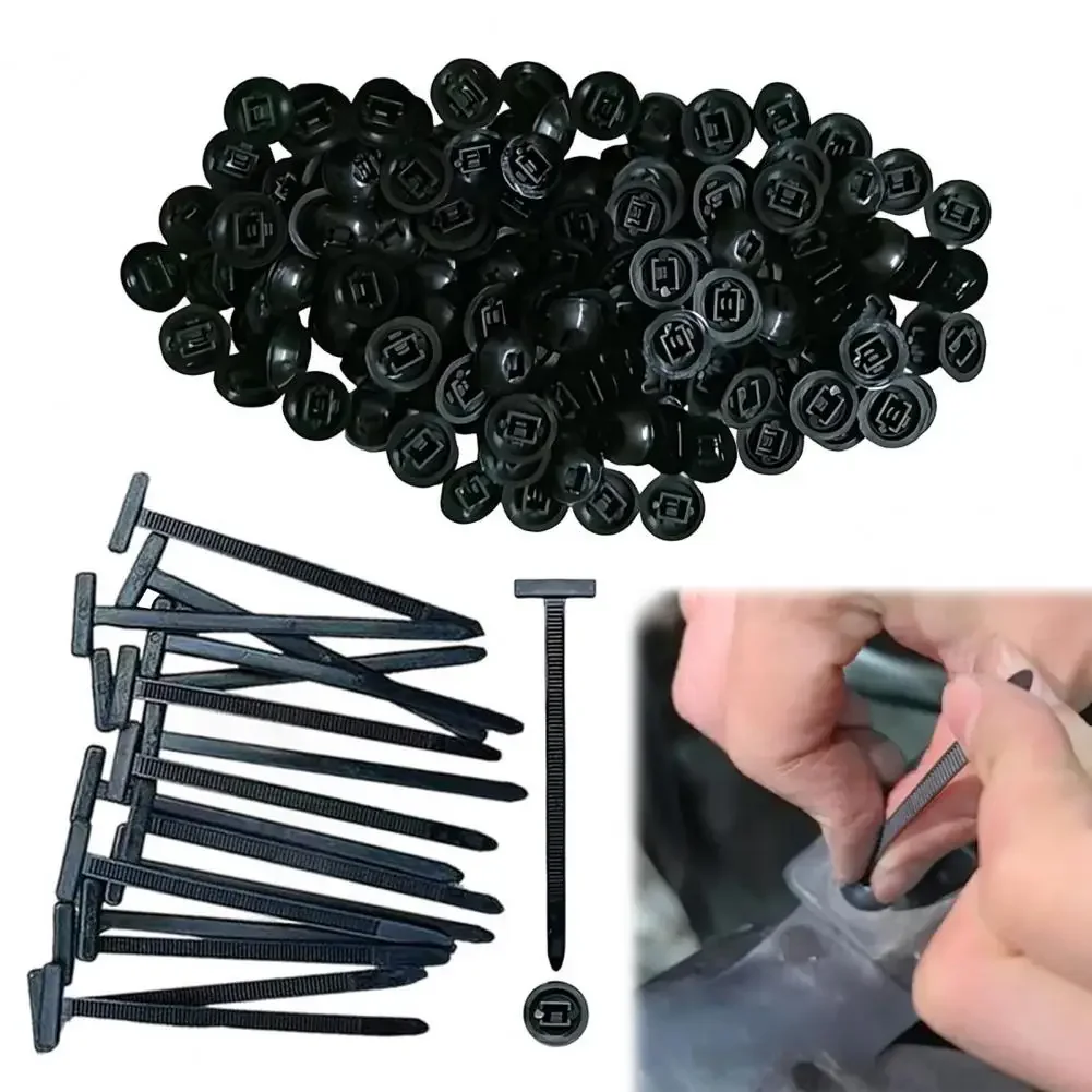 20/50/100Pcs Cable Tie 9cm Universal Nylon Buckle Self-Locking Zip Ties Holder With Pin Button Design UV Resistant Black Zipties