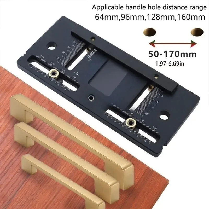 02DC Cabinet Hardware Jig Tool Drilling Dowelling Guide Door Positioner Hardware for Handle Knob Pull Installation
