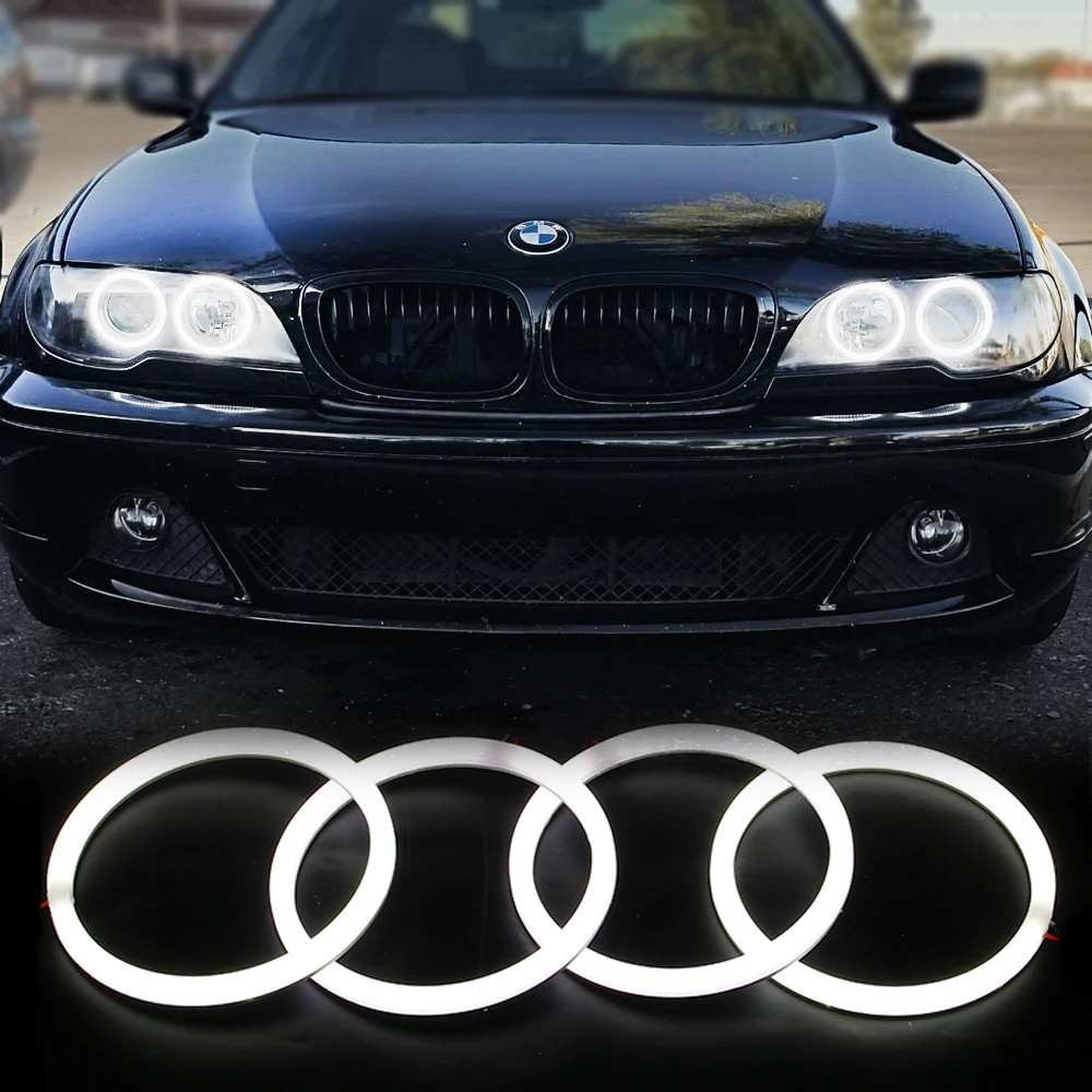 

4x Switchback White Amber LED Cotton Angel Eyes Headlight No Error For BMW 3 5 7 Series E30 E32 E34 120mm DRL Halo Rings