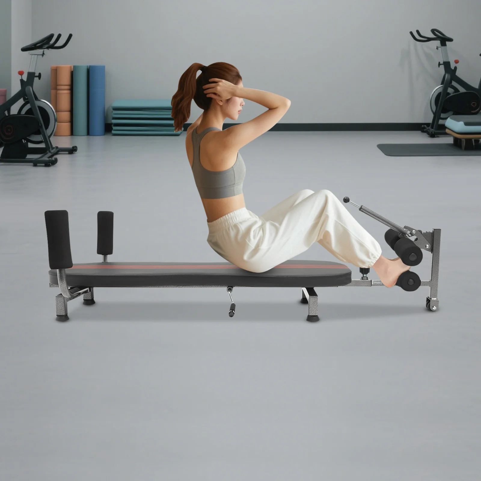 Banc de décompression manuel pour étirement du dos, table d'inversion vertébrale réglable avec roues mobiles, pieds antidérapants, dossier en PU, capacité de charge de 150 kg, pour soulagement des douleurs lombaires et cervicales, correction de la posture, équipement de fitness à domicile et de mise en forme corporelle