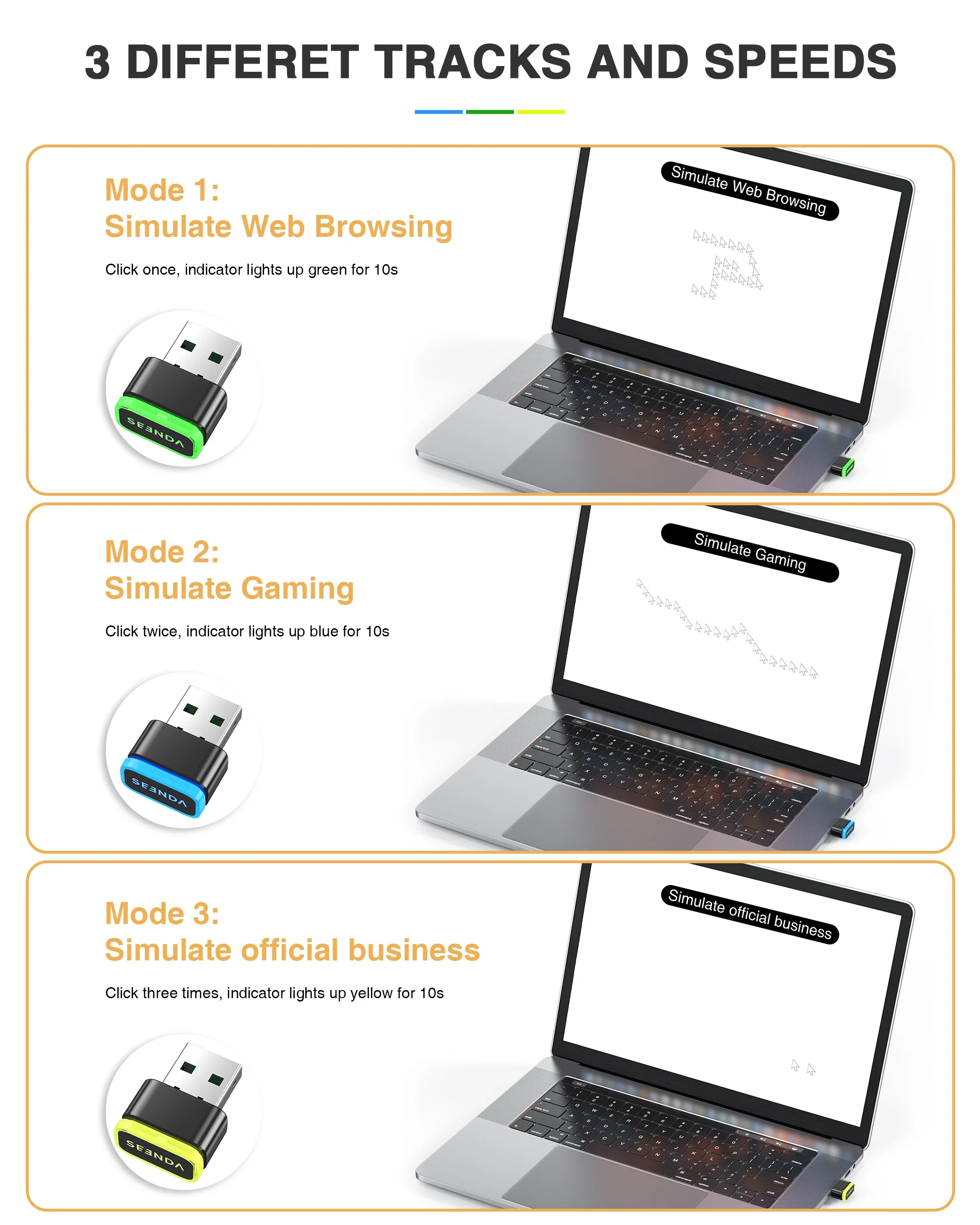 Seenda DK16 Mouse Jiggler محرك ماوس غير قابل للاكتشاف يحاكي الفئران بدون سائق يبقي الكمبيوتر والكمبيوتر المحمول مستيقظًا Lavamanos