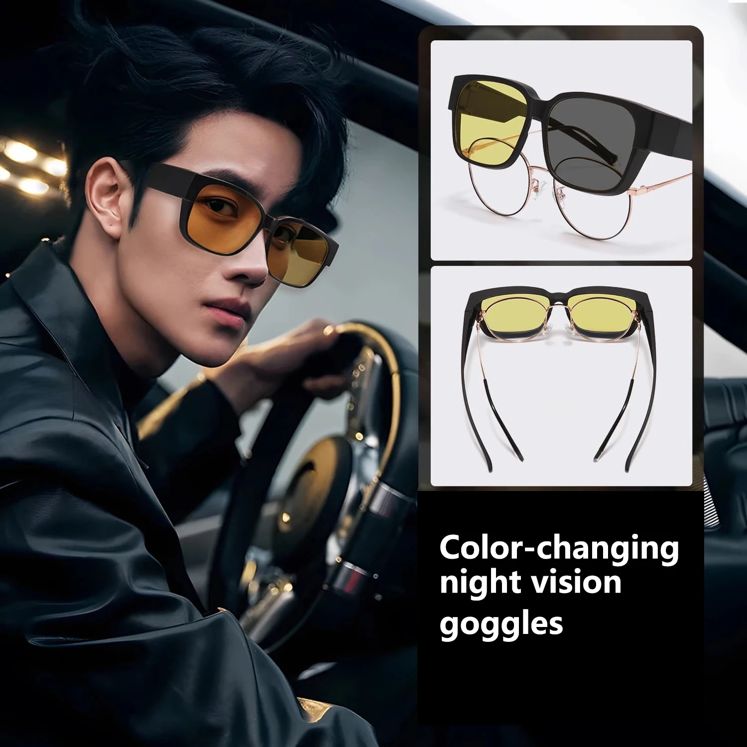 New Night Vision Glasses Cover Over Myopia Prescription Glasses Portable Men Women Goggles Night Vision Driving Glasses Eyewear