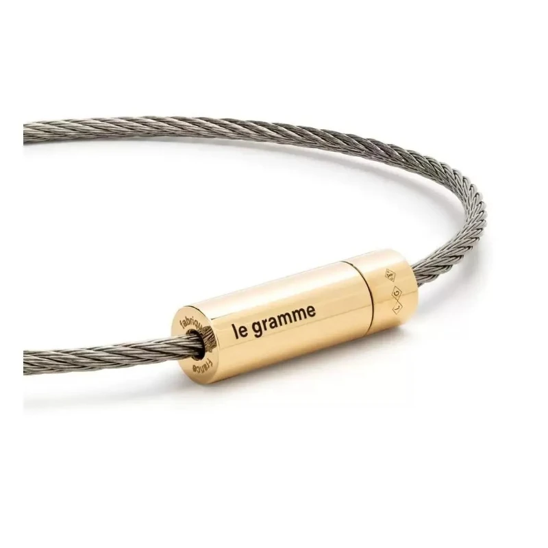 LE This Stylish Silver Two-Tone Pendant Paired with a 925 Gold Cord Bracelet Makes a Luxurious Gift for French Couples Jewelry