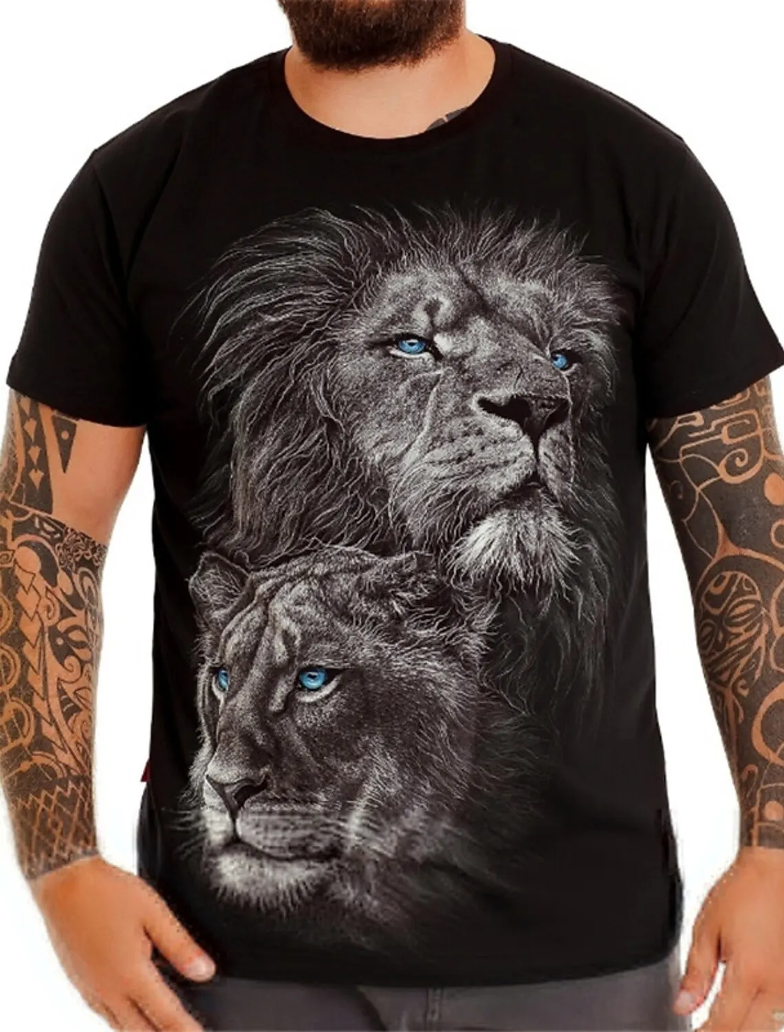 Polar Bear Print Men\'s Handsome T-Shirt New Summer Casual Mens Outdoor Short Sleeve Lightning Pattern Comfortable Streetwear Top