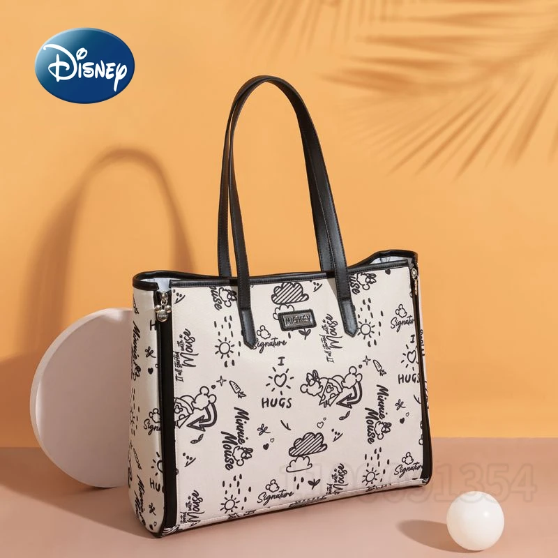 Disney-Bolsa de pañales de Mickey para bebé, bolso portátil Original de marca de lujo, bolso de pañales de moda de dibujos animados, multifuncional