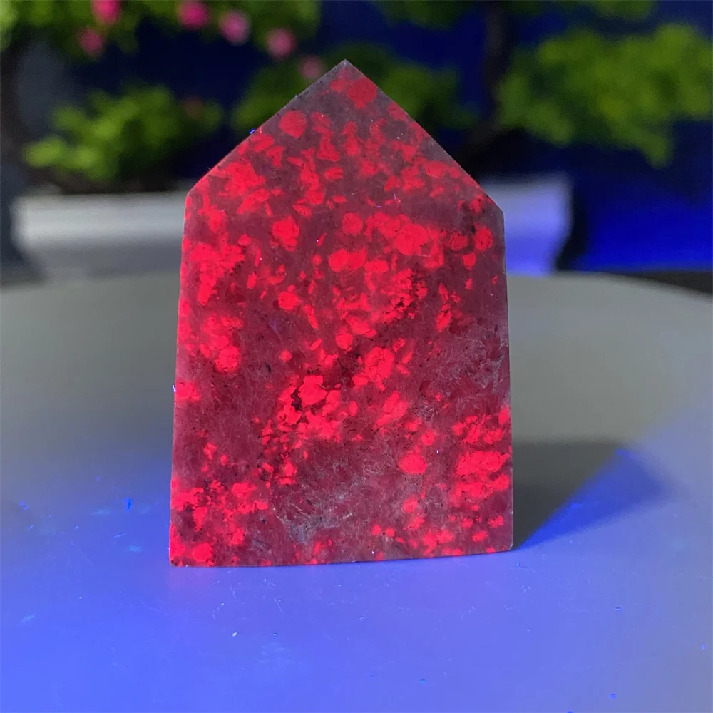 Natural Crystal Red Green Sapphire Four-Sided Column Tower Mineral Gem Specimen Spiritual Meditation Witchcraft Gift Stone