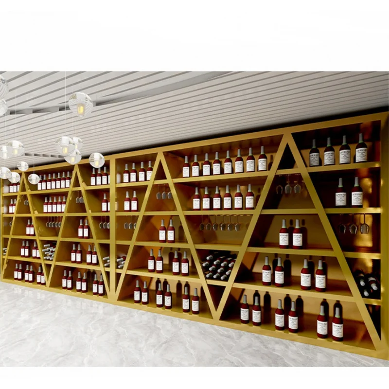 

Customize.Modern Stainless Steel Wine Cabinet Gold Metal Wine Rack Wall Mounted Whisky Storage Cabinets Living Room