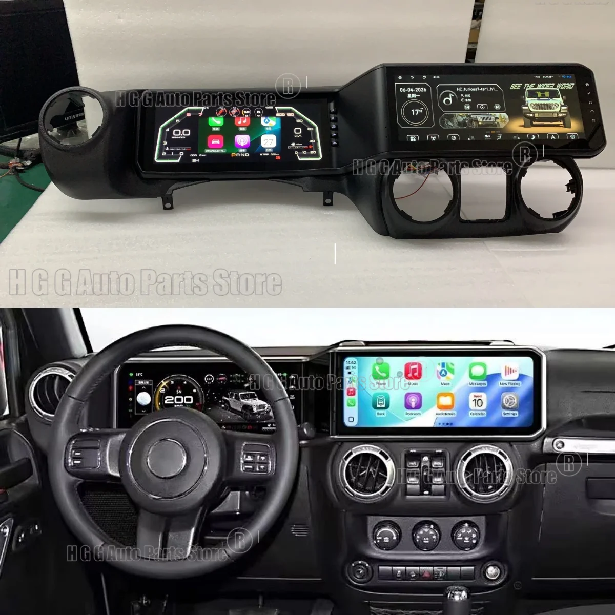 Android Stereo Carplay For Jeep Wrangler JK 2010-2017 Car Multimedia Player Auto Radio Digital Cluster 24.6