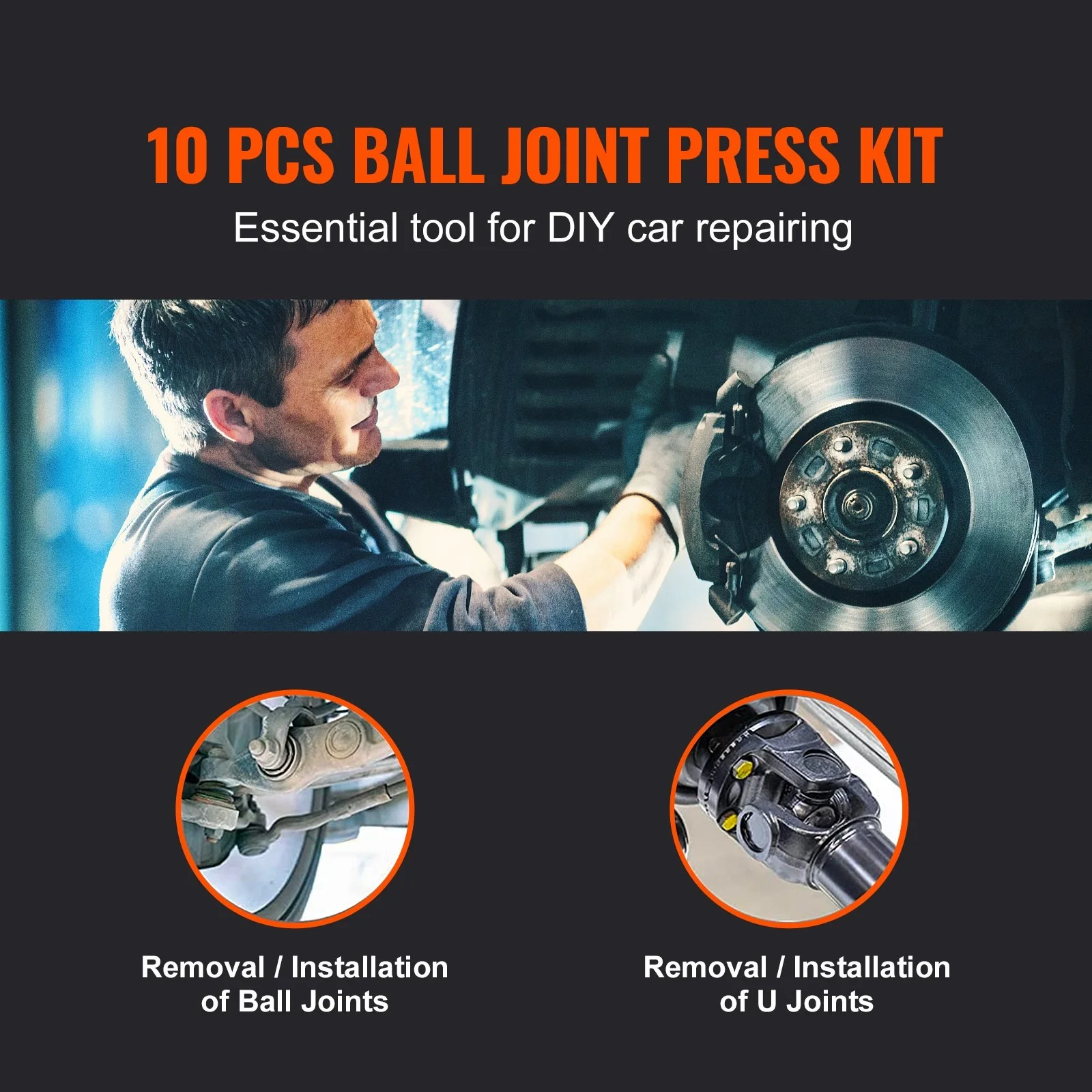 Ball Joint Press Kit C-press Ball Joint Tools 10 pcs Automotive Repair Kit