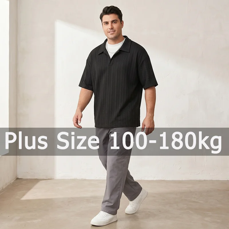 

Plus Size Fake Two-piece Polo Shirt‌ Men Black Polos 5XL 6XL 7XL 110-175kg Summer Loose Tees Big Size Men Clothing 인쇄된 폴로 셔츠