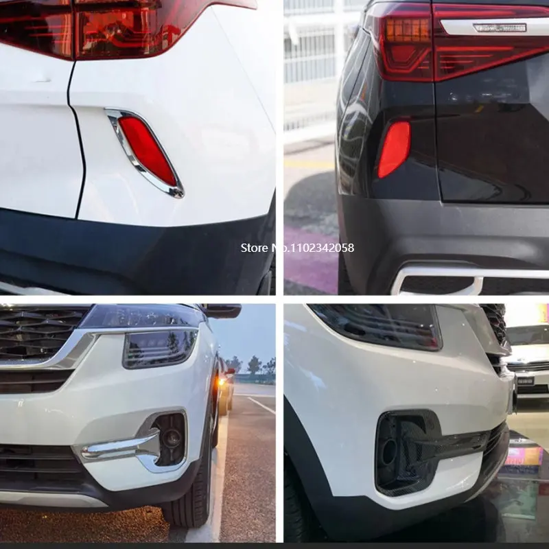 For Kia Seltos 2019 2020 2021 ABS Front rear Fog light lamp Trim Cover Reflector Foglight Lamp Cover Sticker Accessories