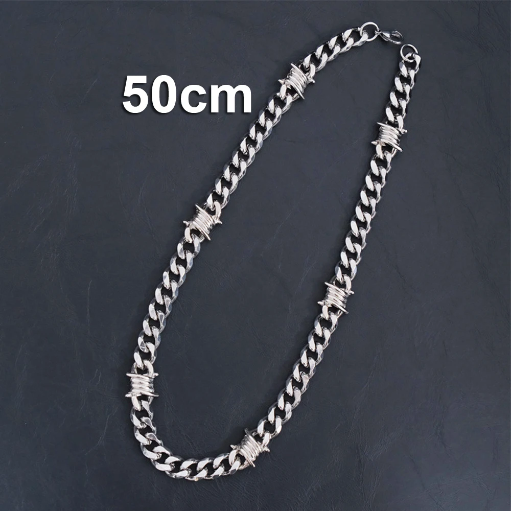 Barbed Wire Cuban Hiphop Bracelet Necklace for Women Men Stainless Steel Neo-Gothic Thorns Choker Necklace Bracelet Punk Jewelry