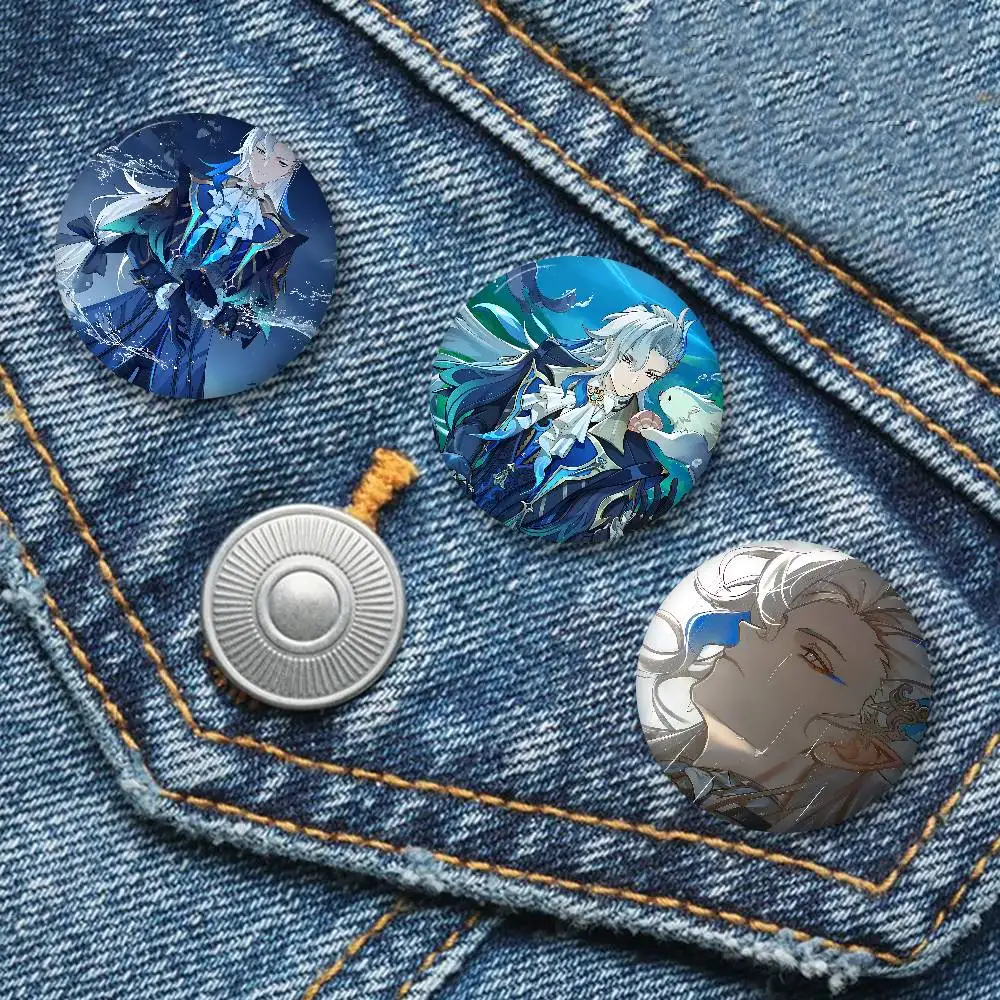 Genshin Impact Neuvillette 58mm Cute Series Pins Funny Badge Interesting Cartoon Brooches Backpack Clothes Gift Accessory