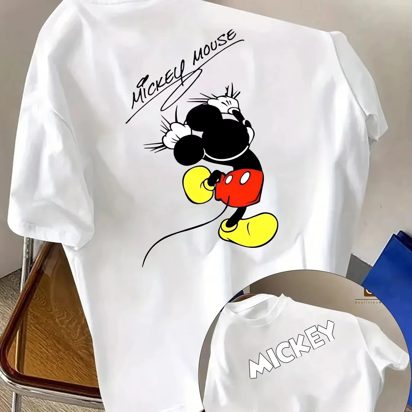 

Winter Summe Rand Autumn Customized Mickey Mouse Men's T-shirt Soft Cotton Short Sleeved Loose Fit Casual Street Fashion