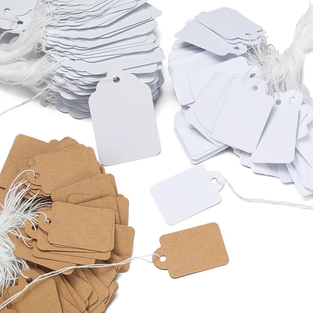 

100 шт./лот, прямоугольная бумага, ценник, белая деревянная пустая веревка, часы, ювелирные изделия, карты для отображения цен, посылка, бирка 2030