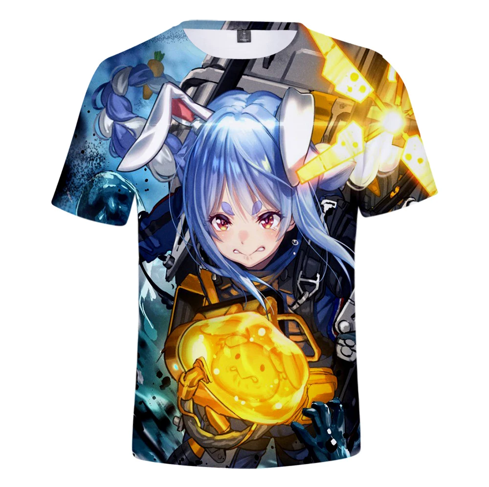 HOLOLIVE VTuber Usada Pekora T-shirt Crewneck Short Sleeve Anime Tee Men Women\'s Tshirt Harajuku Streetwear 3D Clothes