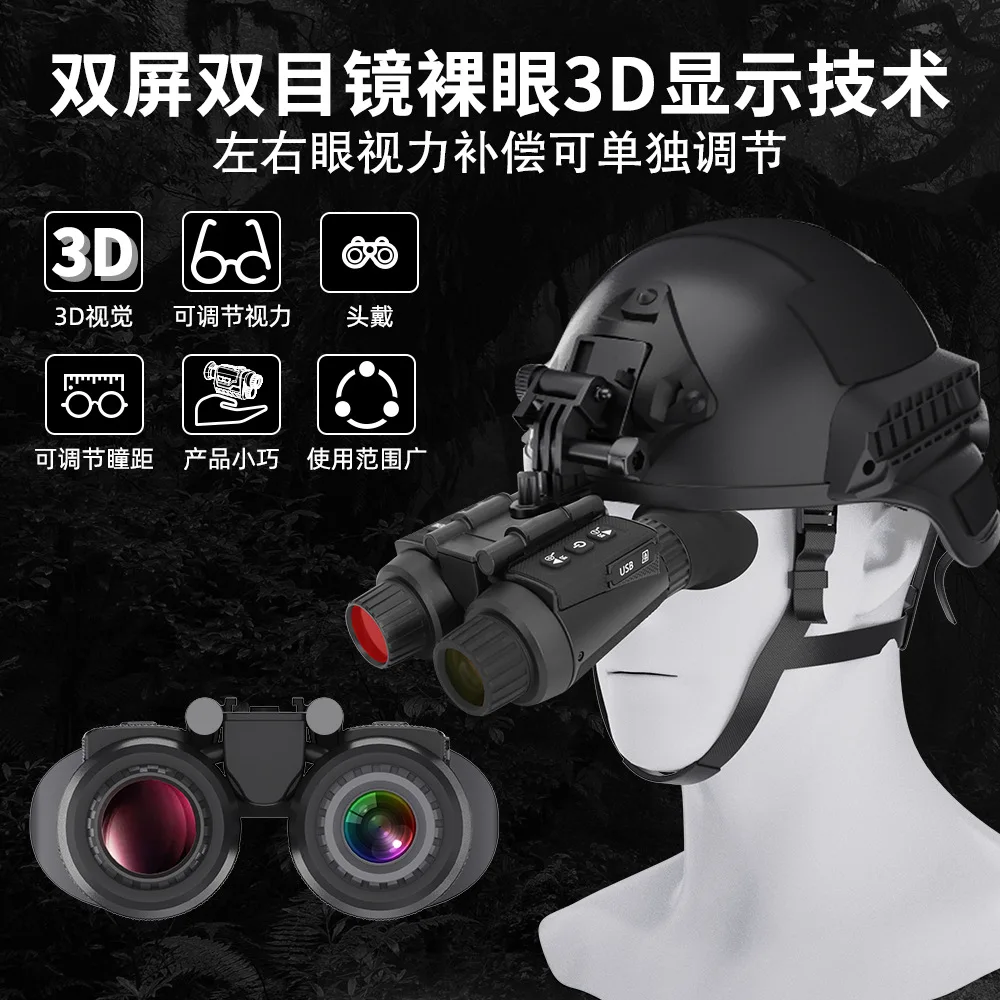 

Helmet type naked eye 3D adjustable pupil distance myopia hyperopia available binocular waterproof high definition night vision